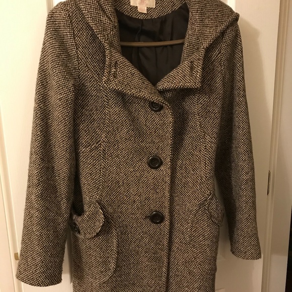 Jennifer Lopez Jackets & Blazers - JLo Tweed Coat with Hood, Pockets, Small